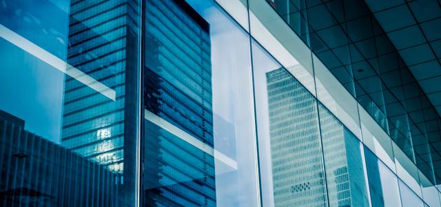 Reflection of architecture on modern office building